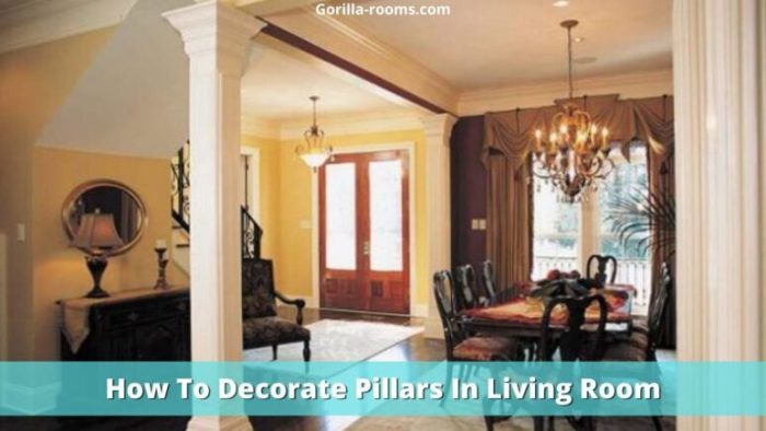 How to decorate round pillars in living room