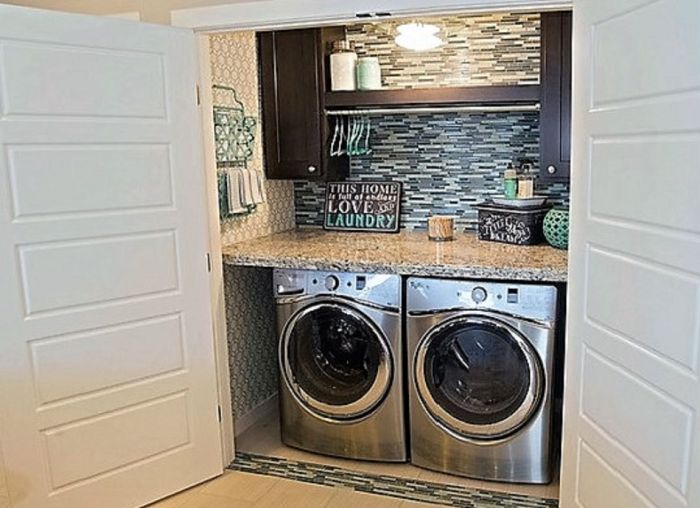 How to decorate a closet size laundry room